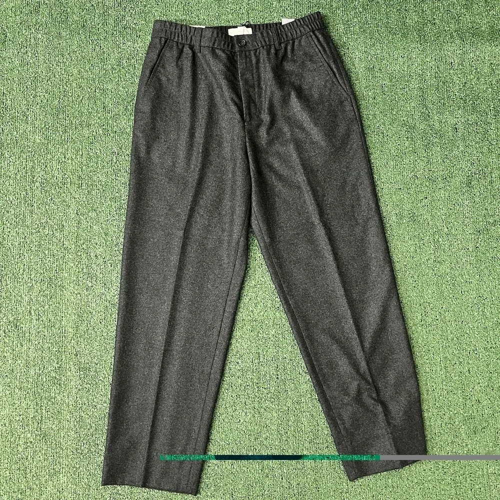 Banana Republic Elastic Waist Pants Mens 33 Charcoal Wool Alfa Fi Italy New